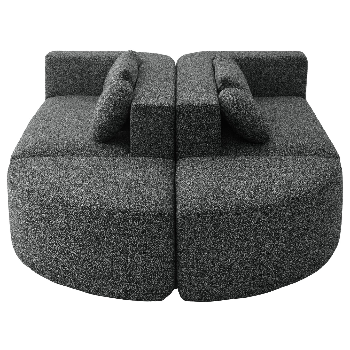 Sectional Sofa U-Shape Modular Boucle Black 6-Seat Deep Seating 114.9x64.5 In