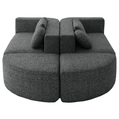 Sectional Sofa U-Shape Modular Boucle Black 6-Seat Deep Seating 114.9x64.5 In