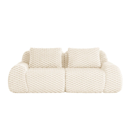 Sectional Sofa Modular Flannelette Cream Deep Seat 2 Seat No Assembly