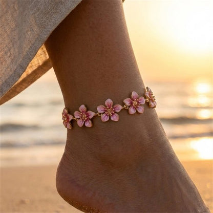 Exaggerated Hollow-out Metal Flower Anklet