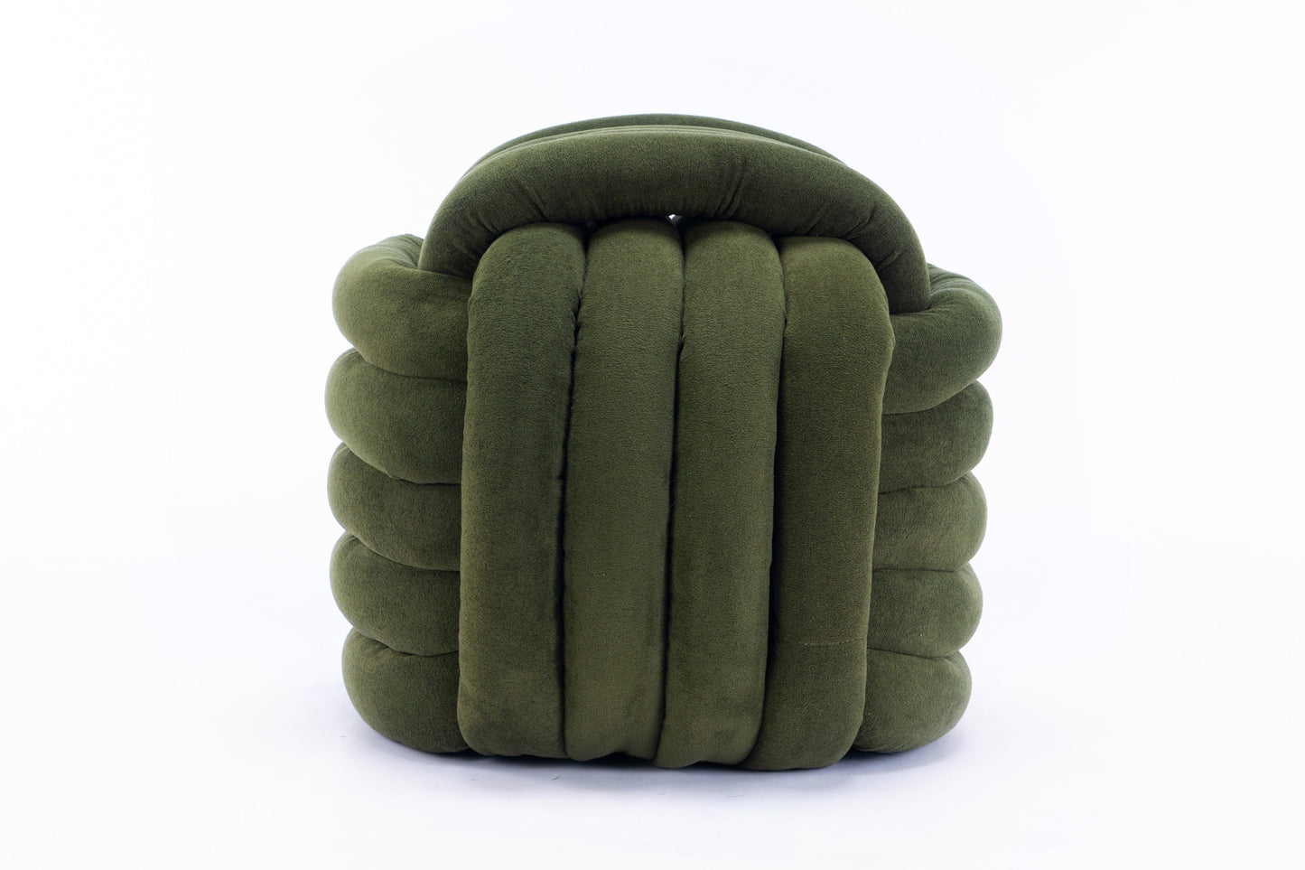 Chenille Knot Design Ottoman Makeup Stool Footstool, Green
