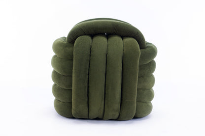 Chenille Knot Design Ottoman Makeup Stool Footstool, Green