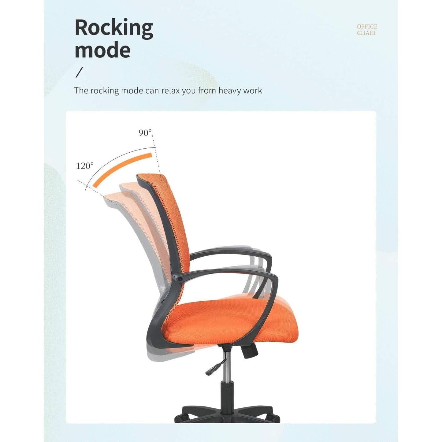 Ergonomic Orange Mesh Office Chair With Armrests Swivel