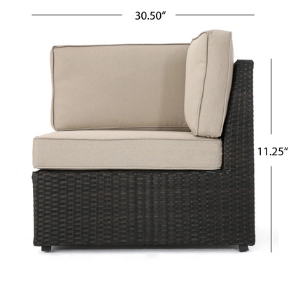 Outdoor Sectional Set PE Rattan Iron Dark Brown 8 Piece No Assembly