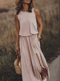 Full Size Round Neck Sleeveless Slit Maxi Dress Plus Size