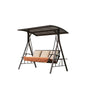 Outdoor Patio Swing 3 Seat Steel Brown Adjustable Canopy Cushioned