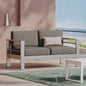 Outdoor Loveseat Aluminum Khaki Water-Resistant Cushion 56.75x27.5 In 600 LB