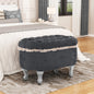 Storage Bench Tufted Gray Fabric Tassel Trim Flip Top 29.5x17.8x19 In