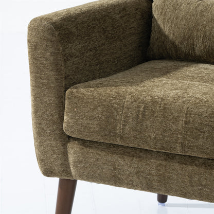 Accent Chair Chenille Olive Green Rubberwood Legs 28x29x38 In 275 LB