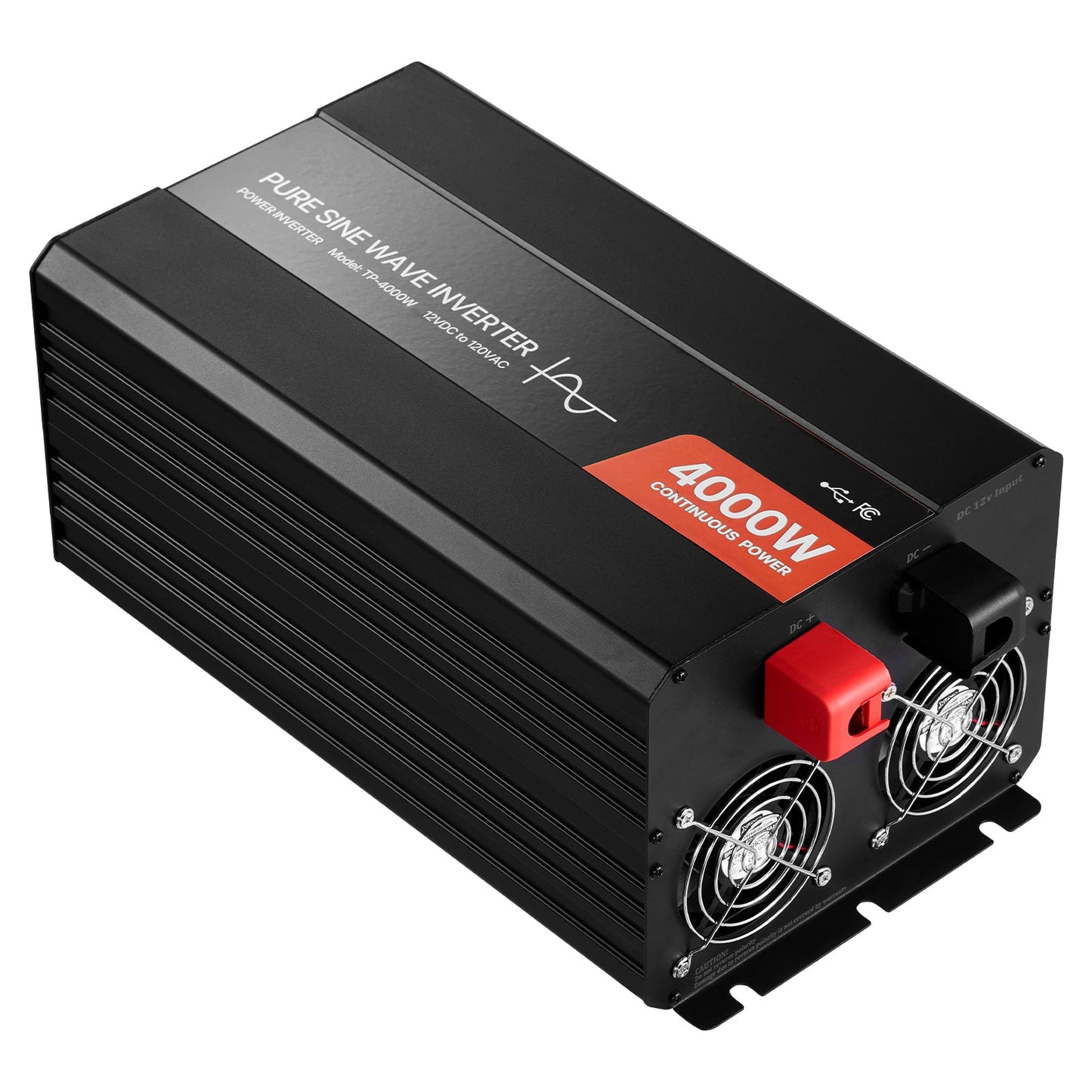 4000W Pure Sine Wave Power Inverter, 12V to 120V, LCD, USB, for RV Truck