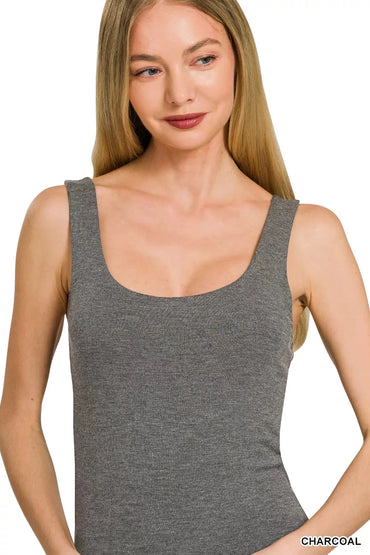 Zenana Double Layered Double Scoop Tank Top