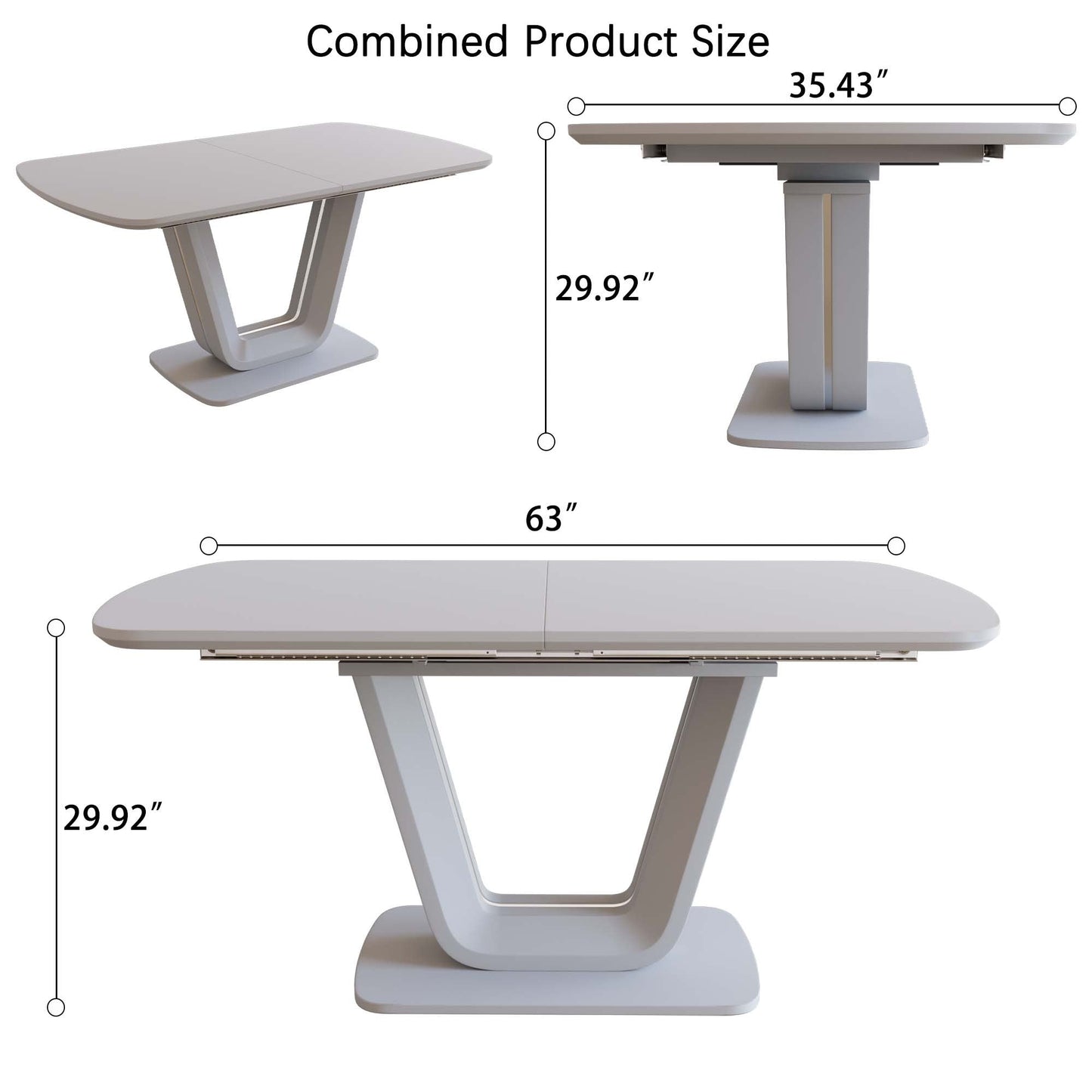 62.99-78.74' expandable dining table set for 2-8 people, equipped with 4 PU