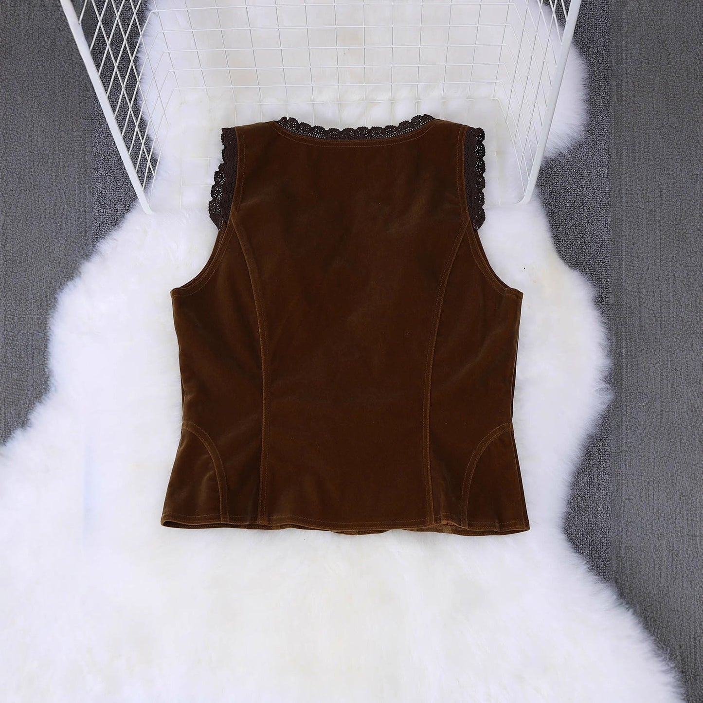 Fashionable Elegant And Sexy Olive-green Buttoned Slim-fit Cardigan Vest