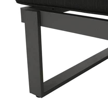 Outdoor Sectional Set Aluminum Acacia Wood Dark Gray 5 Piece Seats 5
