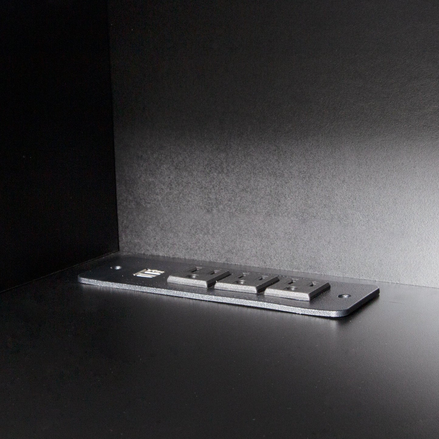 TV Stand Wall-Mounted Floating LED Black MDF 3 AC 2 USB Fits 65 In TV