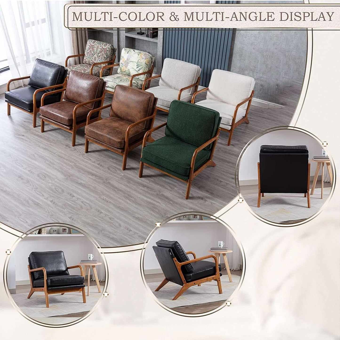 Modern Black Accent Chair With Thick Cushioned Seat