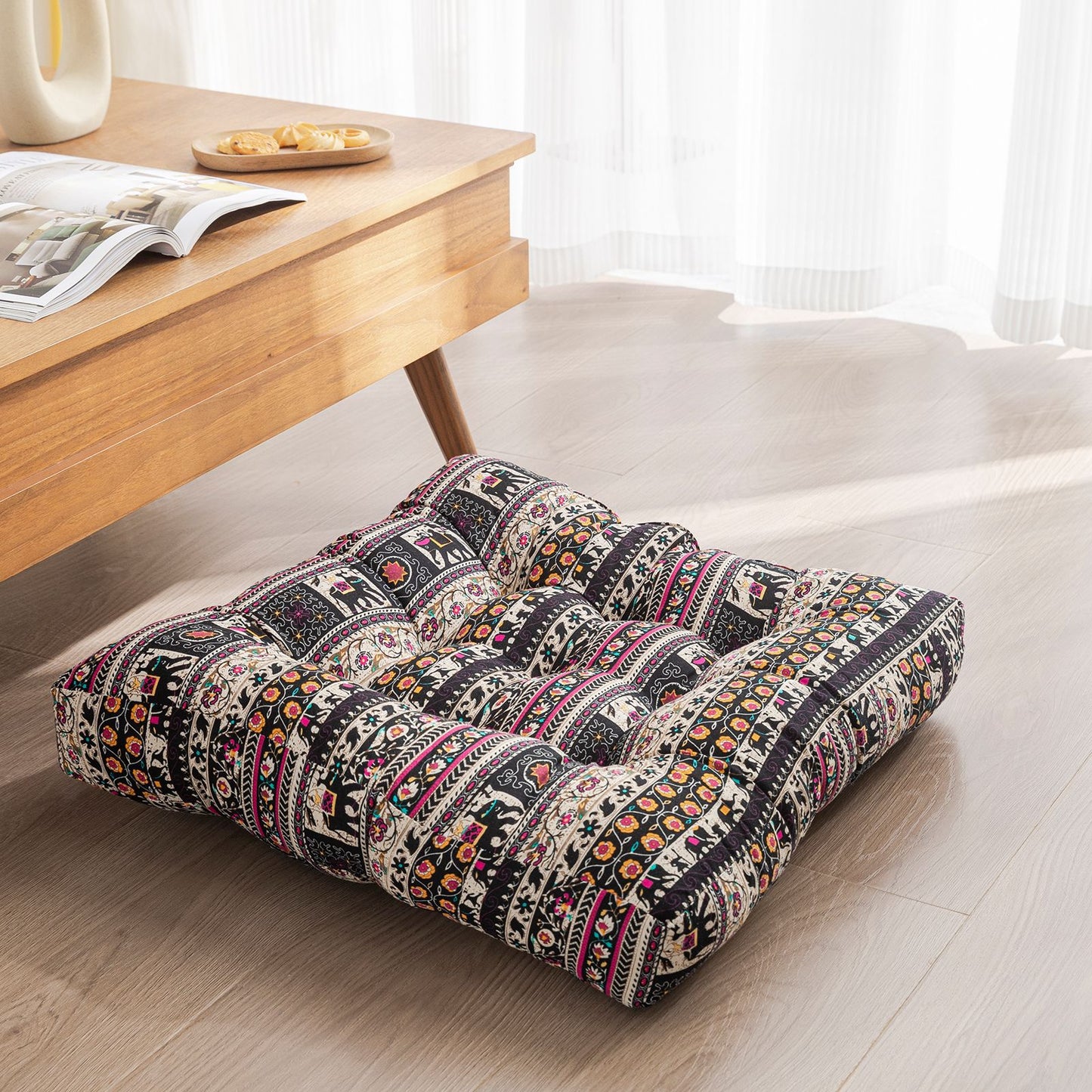 Japanese-Style Cotton Futon Floor Cushion (Round or Square)