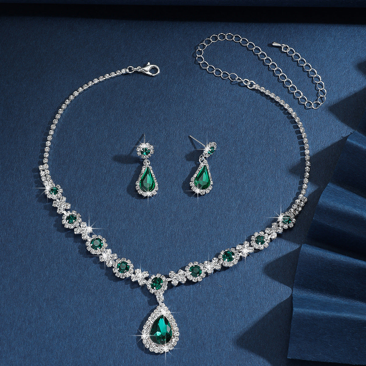 Bridal Jewelry Womens Set Cross-border European And American Crystal Water Drop