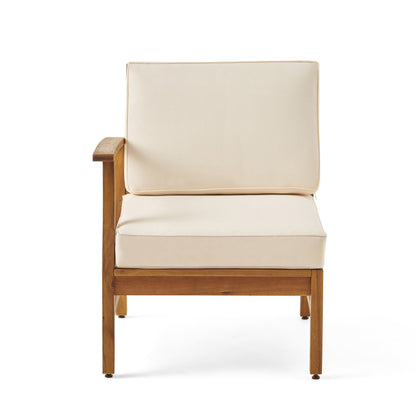 Outdoor Sectional Set Acacia Wood Cream 6 Piece Modular Seats 5