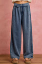 SO ME Mid Rise Ruffled Front Elastic Wide Leg Jeans