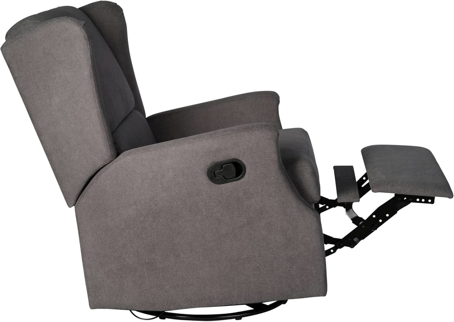 Omma Wingback Swivel Glider Recliner Dark Gray Upholstered