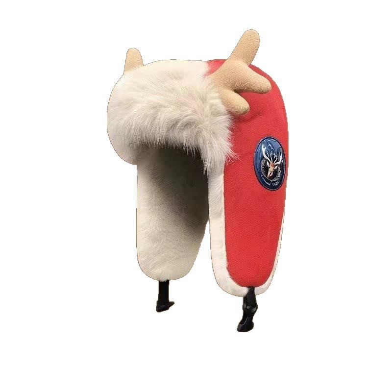 Women's Winter Plush Thickened Warm Deer Antler Hat