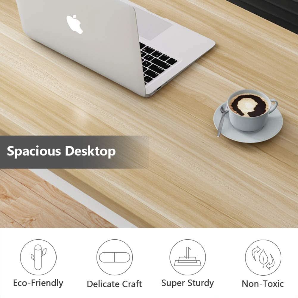 47 Inch Modern Computer Desk Light Walnut For Home Office