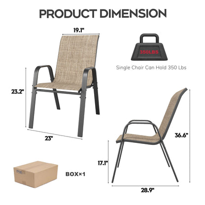 7-Piece Outdoor Patio Dining Set, 63' x 38' Rectangular Wood-Grain Metal Table