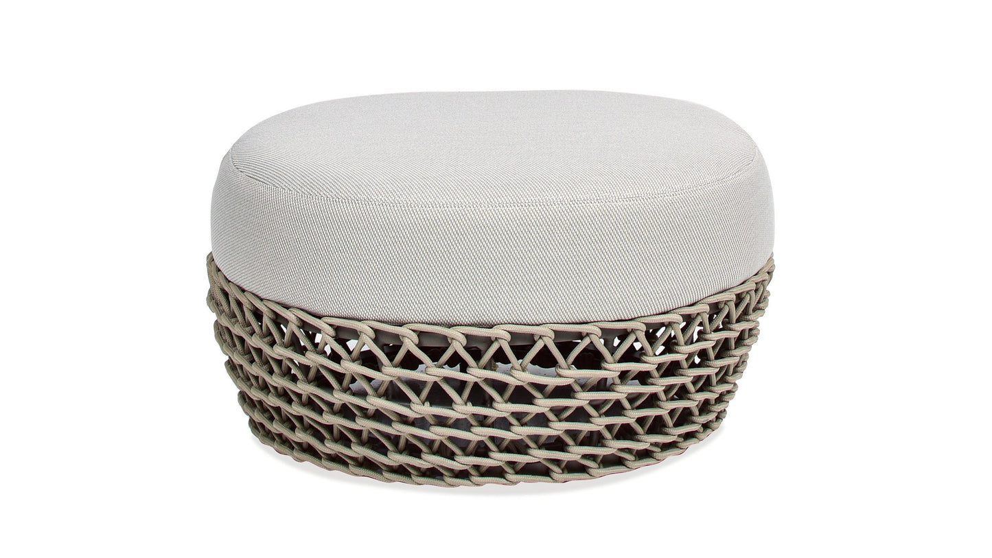 Outdoor Ottoman Round Beige 25in Footrest