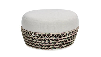 Outdoor Ottoman Round Beige 25in Footrest