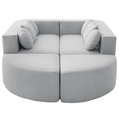 Sectional Sofa U-Shape Modular Boucle Gray 6-Seat Deep Seating 114.9x64.5 In