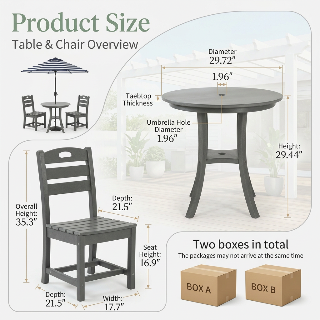 Outdoor Bistro Dining Set Round Table 2 Seat