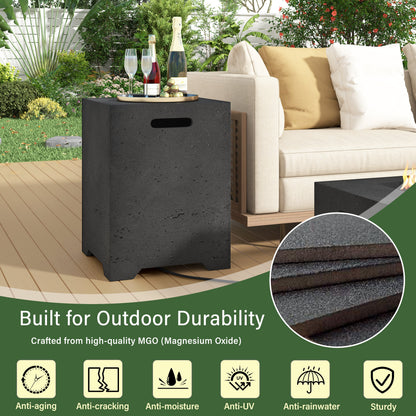 2-in-1 Outdoor Fire Pit and Propane Tank Stand Set 41.9 Inch, Beige Black