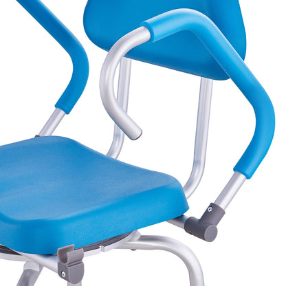 Shower Chair 360 Degree Swivel Padded PU Seat Aluminum 300 LB Blue