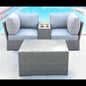 Outdoor Sectional Set HDPE Wicker Aluminum Gray 4 Piece Fully Assembled