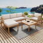 Outdoor Sofa Set Acacia Wood Rope 4 Piece Teak Beige