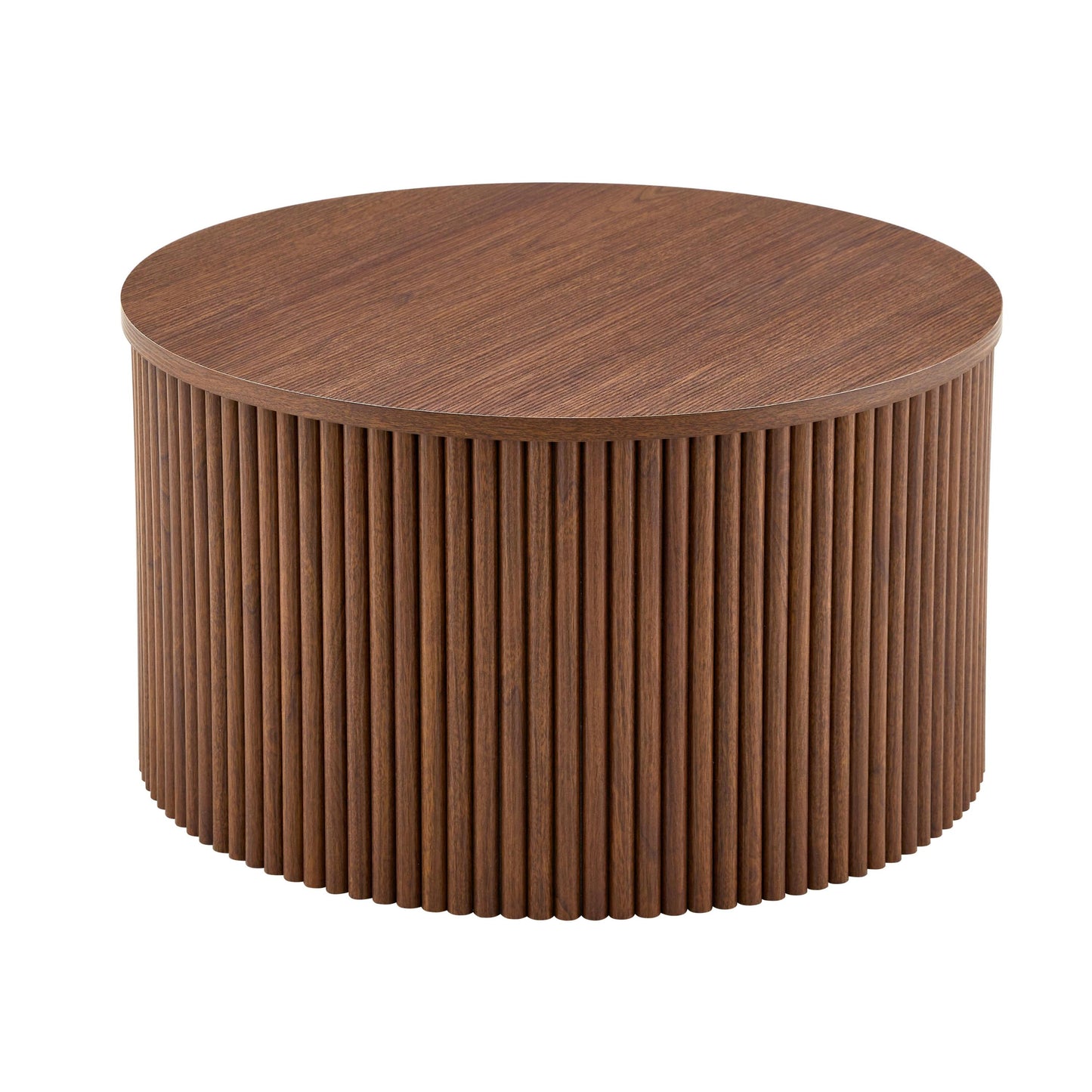 2-Piece Nesting Coffee Table Set, Roman Column MDF Round, Built-in Storage