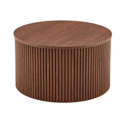 2-Piece Nesting Coffee Table Set, Roman Column MDF Round, Built-in Storage