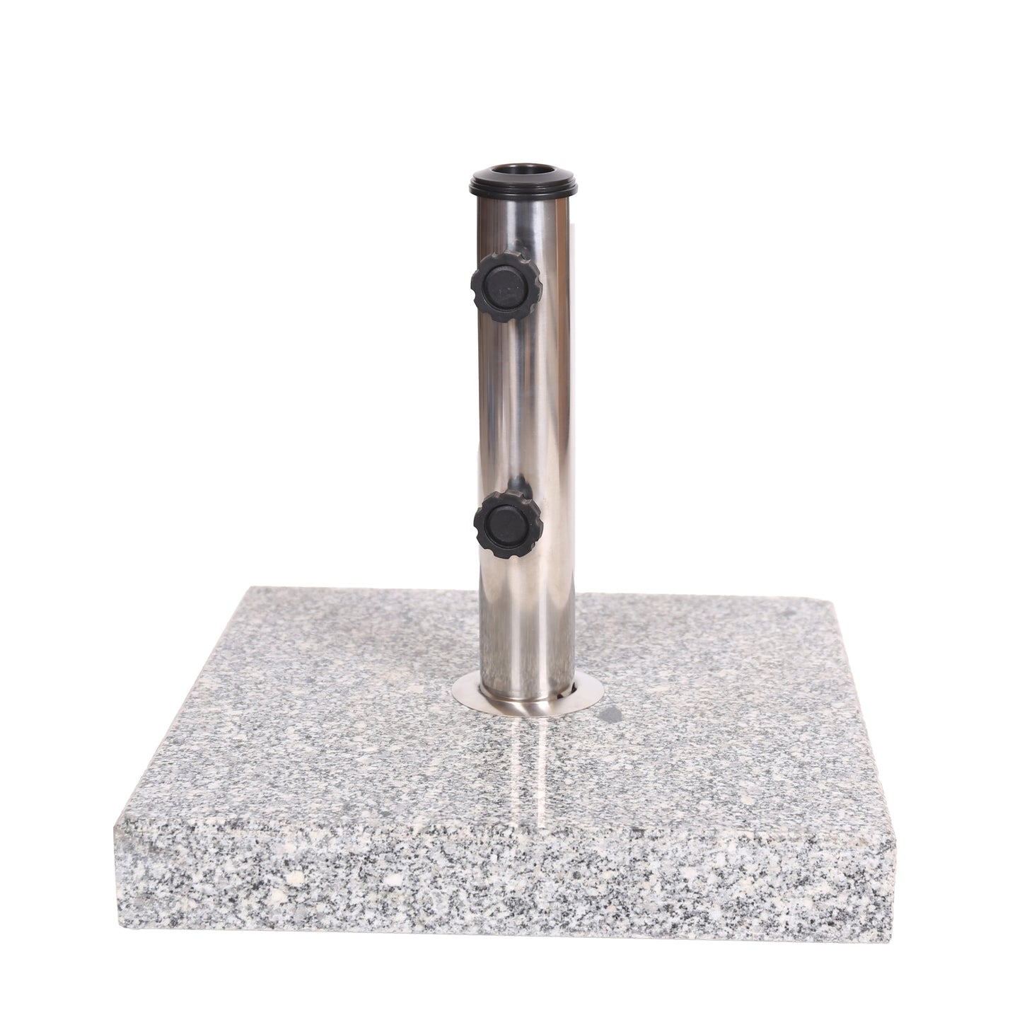 Patio Umbrella Base Square Granite Stainless Steel Gray 55 LB 15.75 In