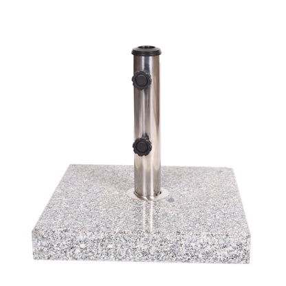 Patio Umbrella Base Square Granite Stainless Steel Gray 55 LB 15.75 In