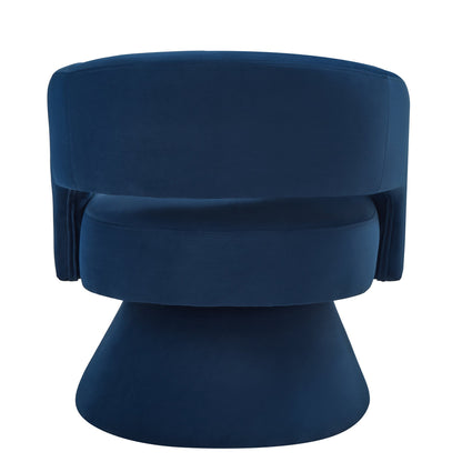 Accent Chair Swivel Barrel Velvet Navy Open Back 360 Degree 28x28x30 In