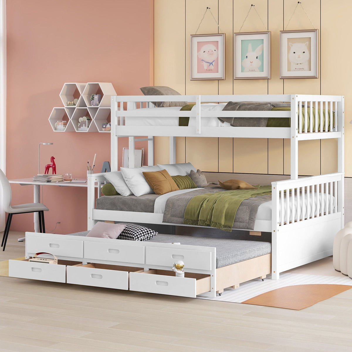 Bunk Bed With Twin Size Trundle And Drawers