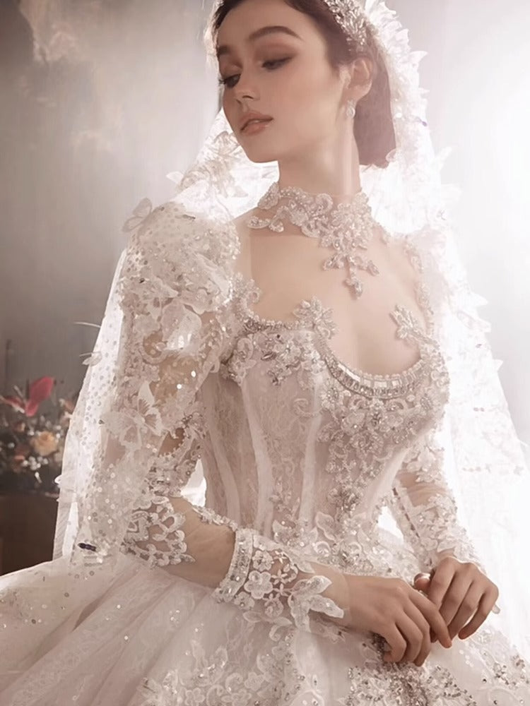 Heavy Industry European Style Royal Court Princess Large Tail Dress