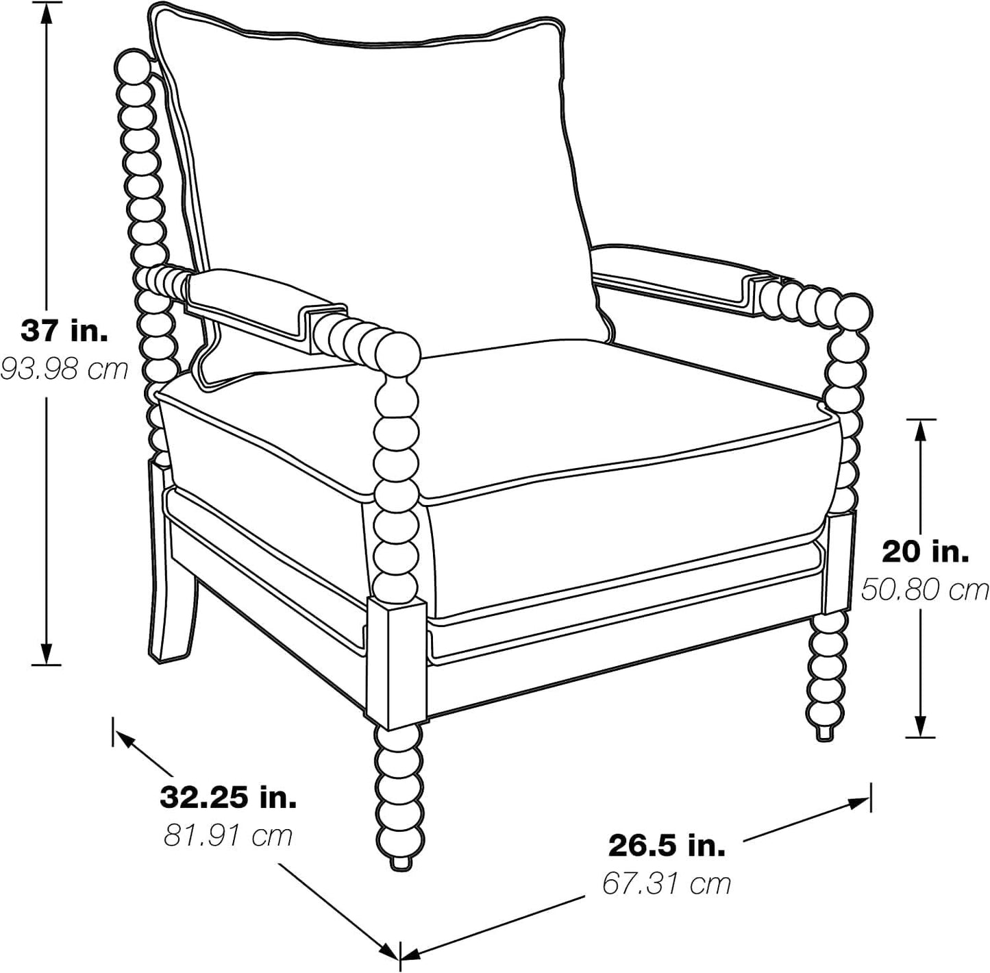 Spindle Accent Chair Smoke Grey Textured Upholstery