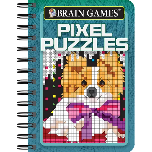 Brain Games - To Go - Pixel Puzzles: Color by Square Mosaic Activity Book Hidden Picture Puzzles Travel Size for Teens & Adults - Spiral