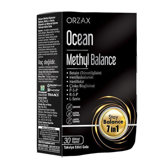 Orzax Ocean Methyl Balance Dietary Supplement - Natural with Vitamins & Minerals, Gluten-Free, Non-GMO - 30 Capsules