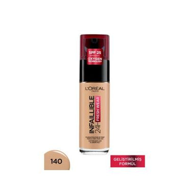 Loreal Paris Infaillible 24H Fresh Wear Foundation - Long Lasting, Waterproof Makeup with SPF 25 - 140 Golden Beige
