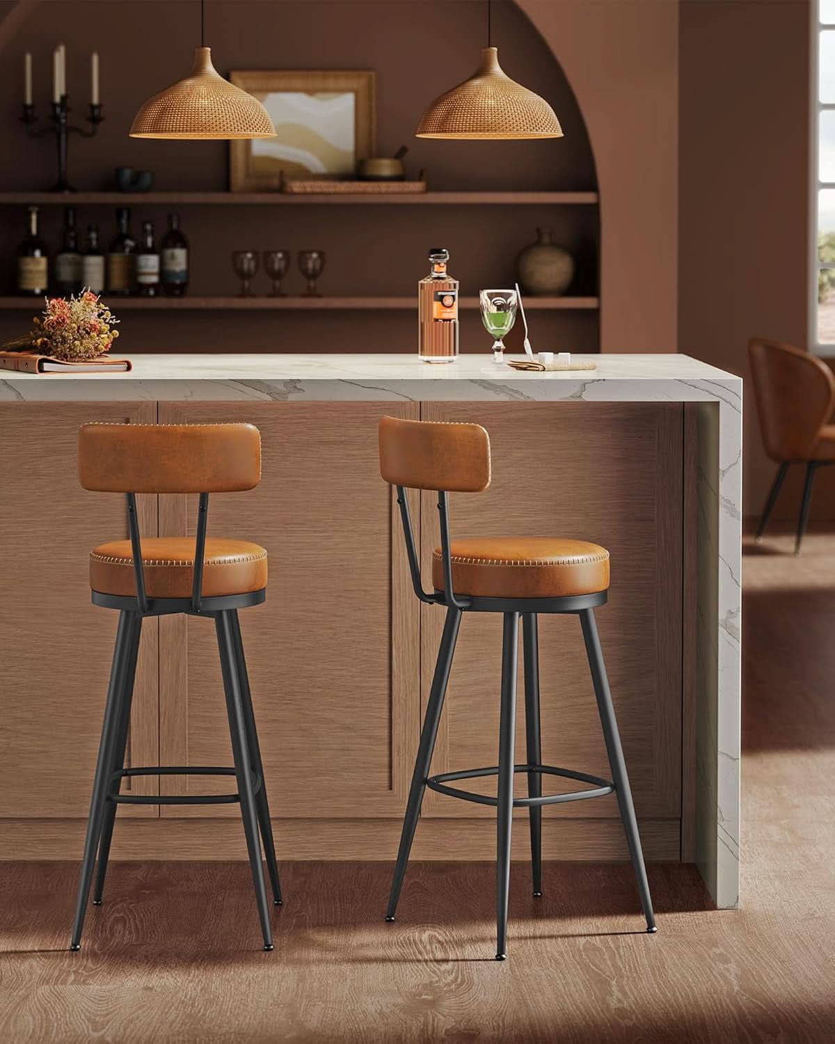 Swivel Bar Stools Set of Two for Kitchen