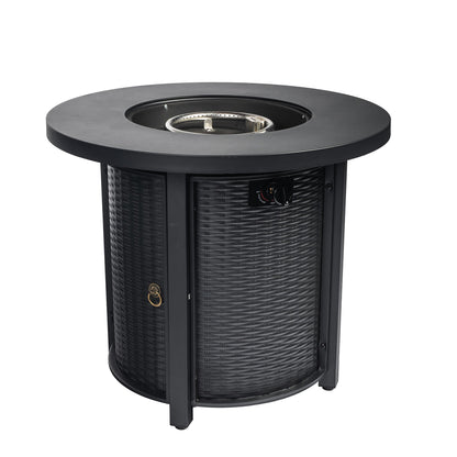 30 Inch Round Propane Gas Fire Pit Table 50000 BTU, Black