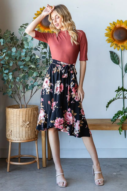 Reborn J Floral Wrap Ruffle Hem Dress